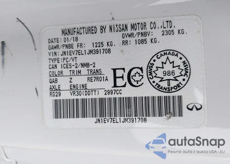 2018 Infiniti Q60 Luxe 300/Sport 300 z USA, uszkodzony, nr VIN JN1EV7EL1JM391708